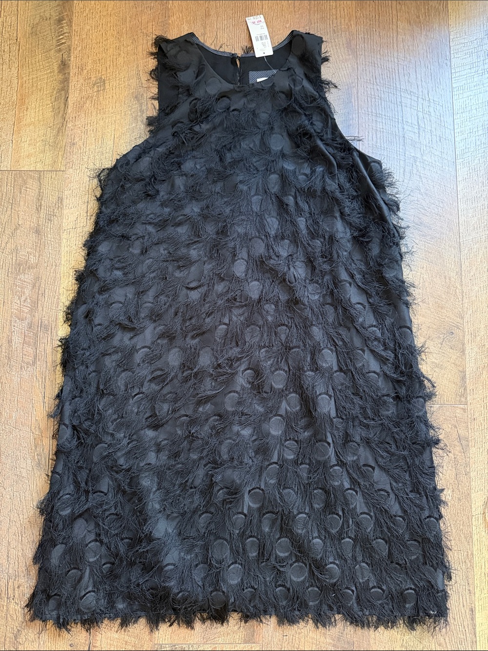 Anthropologie Black Textured Fringe Shift Dress